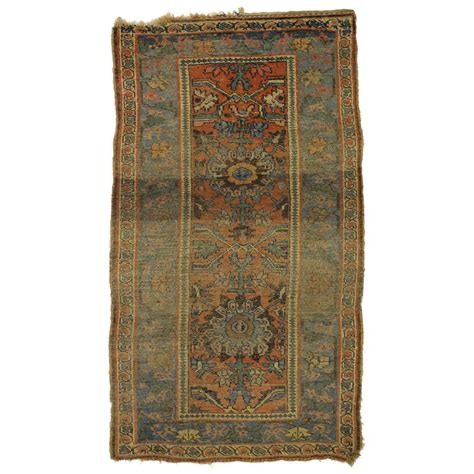 Distressed Antique Persian Bijar Rug With Rustic Belgian Arts And