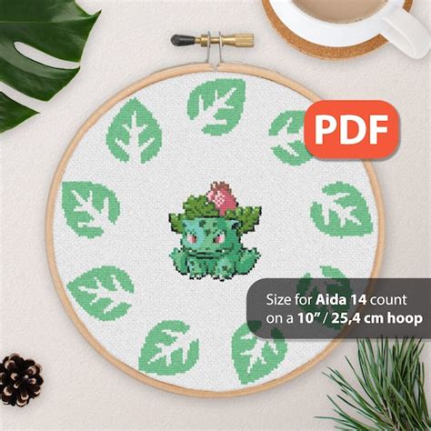 Ivysaur Pokemon Pixel Art Cross Stitch Pattern Pdf Instant Etsy