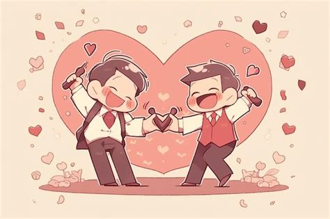 Premium Photo Gay Anime Couple Inside Abstract Heart Illustration