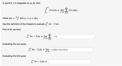 Solved Point If F Is Integrable On A B Then B B A Chegg