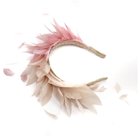 Diadema De Plumas Bicolor Rosa Y Nude Lito Lola