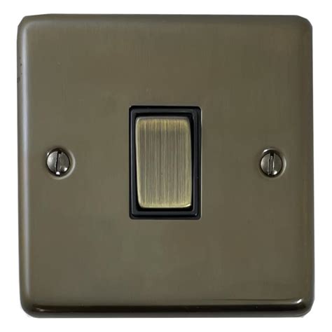 G H Contour Medium Bronze Light Switch 1 Gang Black Insert Antique Brass Switch