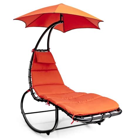 Costway Silla Hamaca Con Parasol Tumbona De Exterior En Acero Coj N