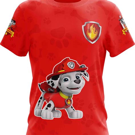 Camisa Infantil Personalizada Patrulha Canina Marsahall Elo