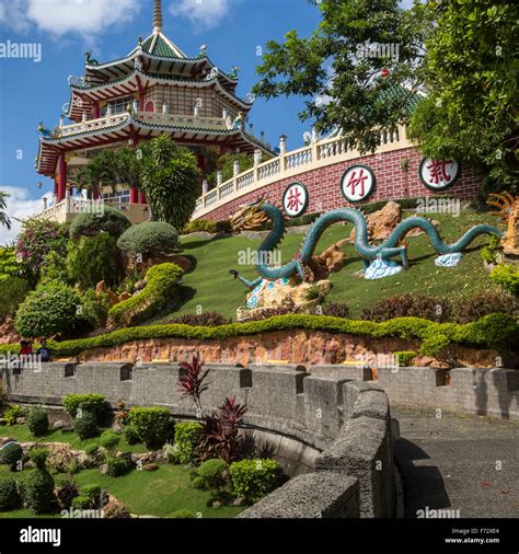 Pagoda And Dragon Sculpture Of The Taoist Temple In Cebu Philippines