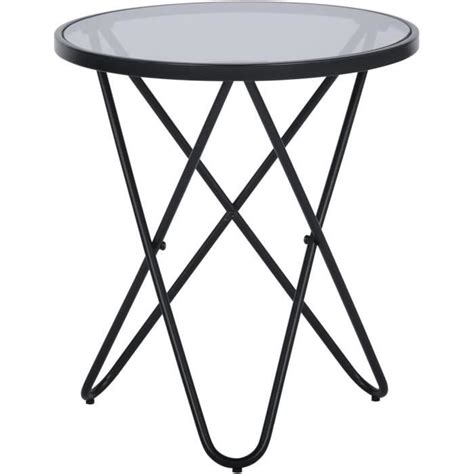 Table Basse Ronde En M Tal Et Verre Tremp Gris X X Cm D