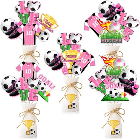 Amazon Funmemoir Soccer Centerpiece Sticks For Table 24Pcs Pink