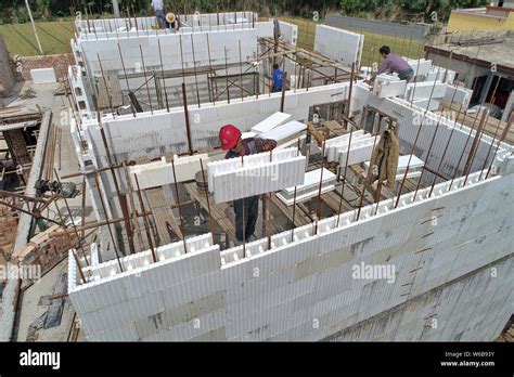 Chinese Workers Use Expanded Polystyrene Eps Foam To Build Houses In Beiyuan Village Hejin