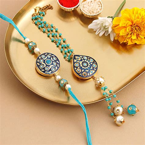 Buy Send Sneh Intricate Kaarigari Bhaiya Bhabhi Rakhi Set Online Fnp