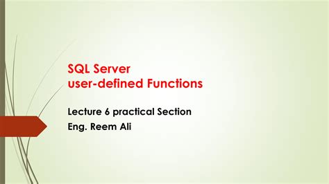 SOLUTION Sql Server User Defined Functions Studypool