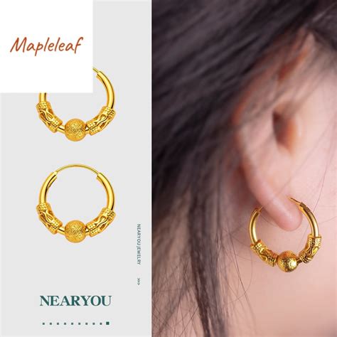 K Pawnable Saudi Gold Earrings For Women Retro Earrings Brass Gold