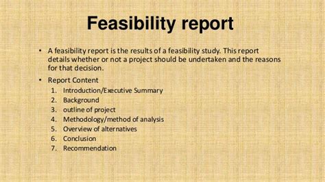 Feasibility Report Basic Concepts With Example