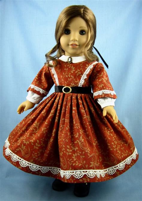 1860s Civil War Era Dress American Girl Dark Rust And Tan Etsy Doll