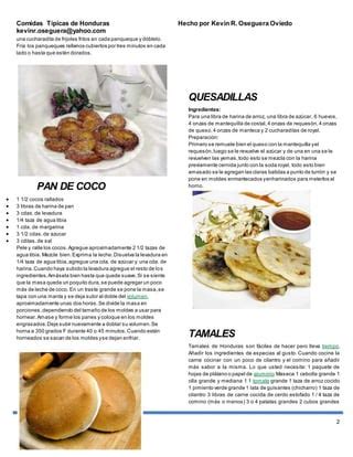 Comidas Tipicas De Honduras Pdf