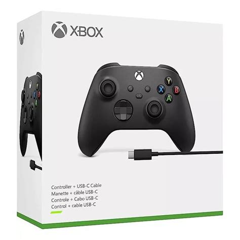 Controle Sem Fio Xbox Series E Pc Carbon Black Com Cabo Usb C 1v8