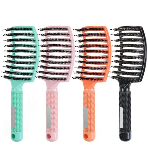 Curved Vented Hair Extension Wave Detangling Brush Boar Bristle New