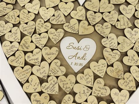 Personalised White Wedding Heart Shaped Guest Book Drop Box Wooden 56