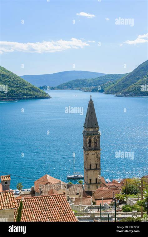 The Bell Tower Of St Nicholas Church In Perast And Verige Is The