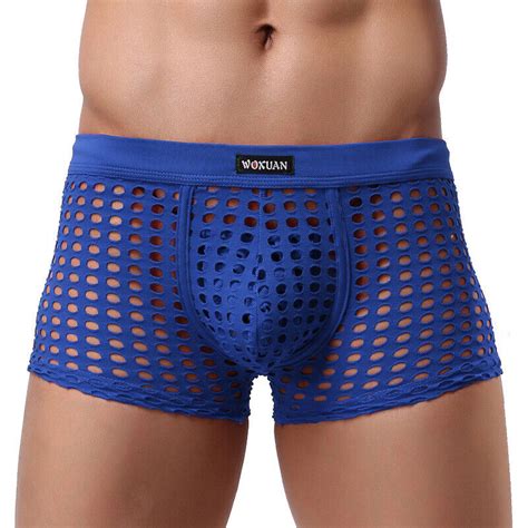 Sexy Hommes Maille Sous V Tements Boxer Slips Cale Ons Respirant