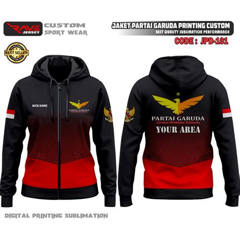 Jual Jaket Partai Garuda Full Printing Sublim Custom Desain Suka Suka