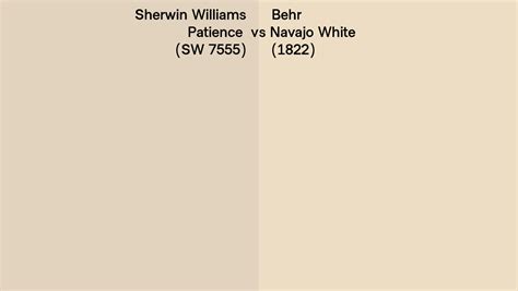 Sherwin Williams Patience Sw 7555 Vs Behr Navajo White 1822 Side By Side Comparison