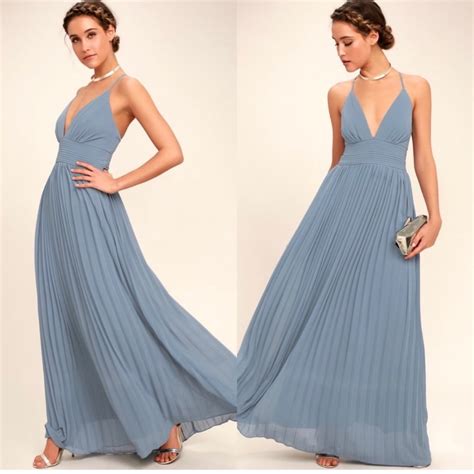 Lulus Depths Of My Love Dusty Blue Maxi Dress Gem