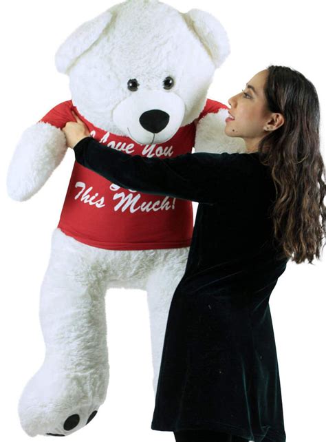 Giant White Valentines Day Teddy Bear 52 Inch Soft Big Plush Wears