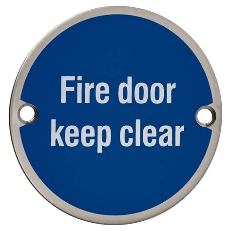 Fire Door Keep Clear 75mm Door Sign Disc Polished Stainless Steel