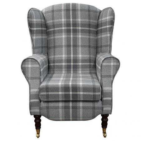 Duchess Armchair In A Balmoral Dove Grey Tartan Fabric Beaumont