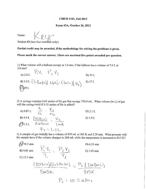 SOLUTION Gen Chem 1 Practice Exam 3 Key Studypool