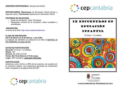 Diptico Ix Encuentros En Educaci N Infantil Ppt