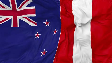 New Zealand Vs Peru Flags Together Seamless Looping Background Looped