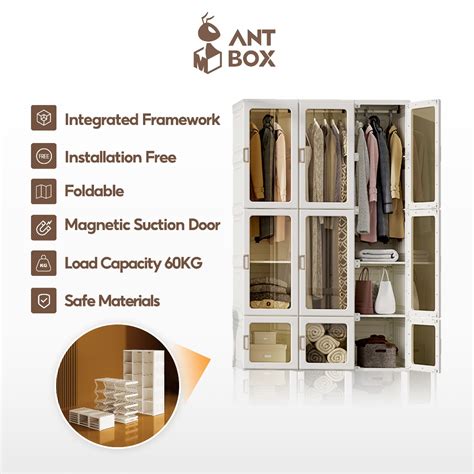 ANTBOX Wardrobe Cabinet Closet Clothe Storage Organizers Easy Install