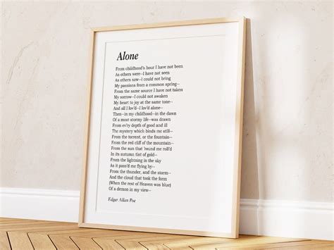 Alone Poem By Edgar Allan Poe Printable Solitude Print Digital