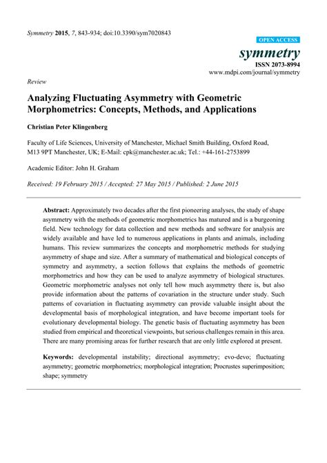 Pdf Analyzing Fluctuating Asymmetry With Geometric Morphometrics