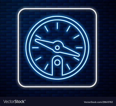 Glowing Neon Line Compass Icon Isolated On Brick Vector Image