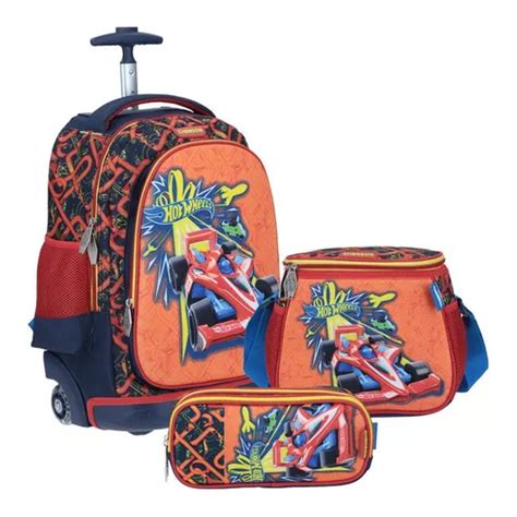 Kit Mochila Ruedas Para Ni O Primaria Chenson Hot Wheels Nar Env O Gratis