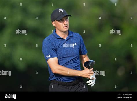 Jordan Spieth Watches His Tee Shot On The 11th Hole During The First