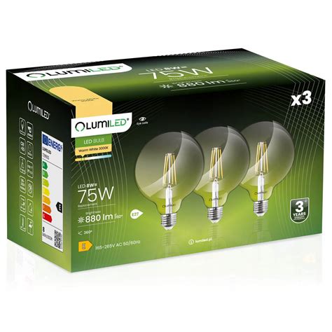 3x Żarówka LED Dekoracyjna E27 G95 8W 3000K Globe 737573 Filament