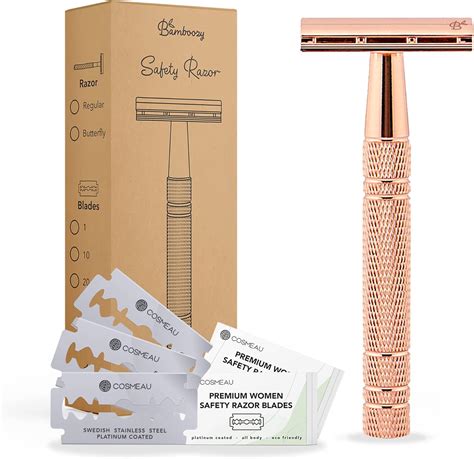 Bamboozy Rasoir de Sureté avec 20 Lames Premium pour Femmes Rasoir