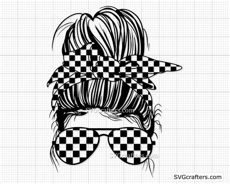 Messy Bun Racelife Svg Racing Svg Racing Life Svg Checkered Etsy