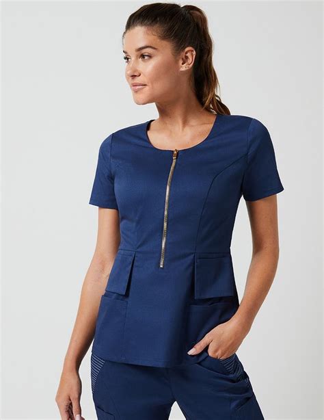 Dual Pocket Top In Estate Navy Blue Medical Scrubs By Jaanuu