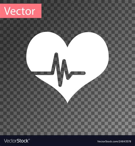 White Heart Rate Icon Isolated On Transparent Vector Image