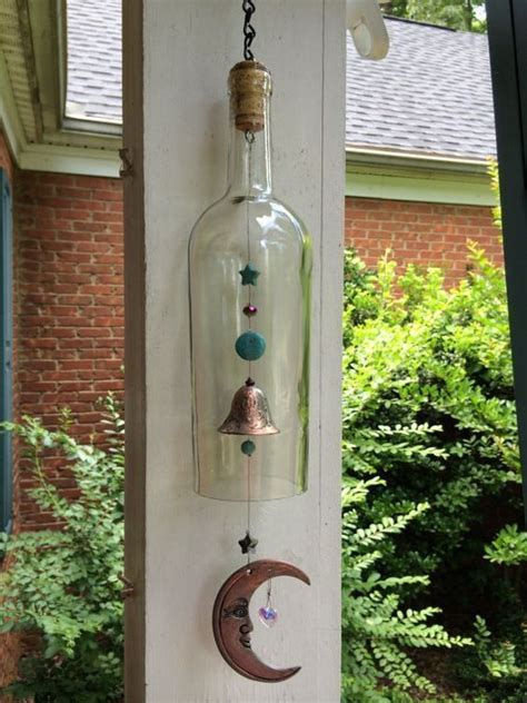 Moon Wine Bottle Wind Chime By Martine Van Schaik Glass Bottle Diy Wine Bottle Wind Chimes