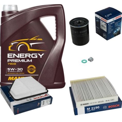 Bosch Paquete de Inspección 5L mannol Energy Premium 5W 30 para Toyota