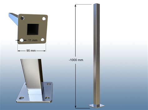Gel Nder Pfosten Vierkantrohr Cm Rohr Boden Edelstahl Oben Offen