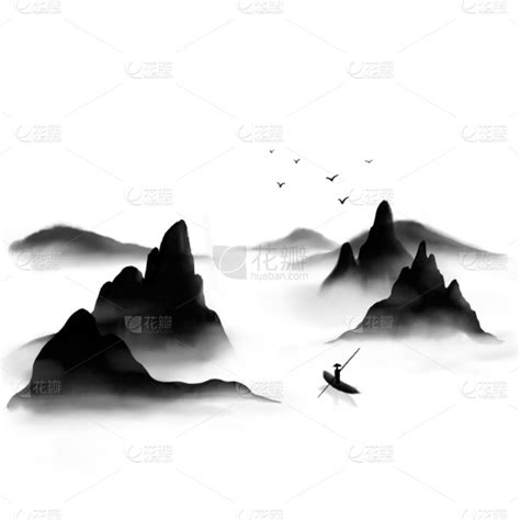 手绘 水墨中国风山水画场景6