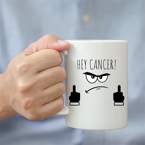 Personalized Hey Cancer Middle Finger Mug Fuck You Cancer Coffee Mug