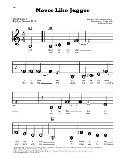 Moves Like Jagger Feat Christina Aguilera By Maroon 5 Sheet Music