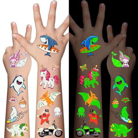 310 tatuajes temporales luminosos para niños estilos mixtos que